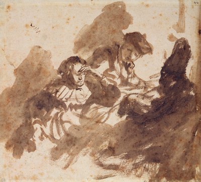 Reading by Rembrandt van Rijn